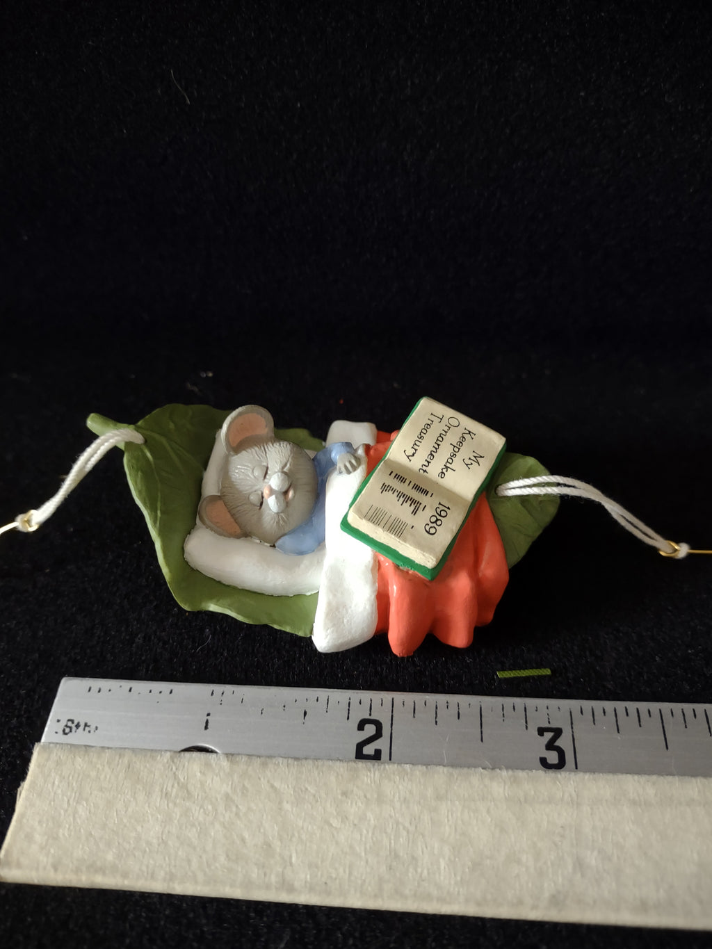 Vintage 1989 Hallmark Collect Dream Club Ornament Mouse Leaf Hammock (Lot 4791)