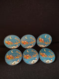 Vintage Christmas Coaster Set Of 6 Metal Tin Jasco Hong Kong (Lot 4805)