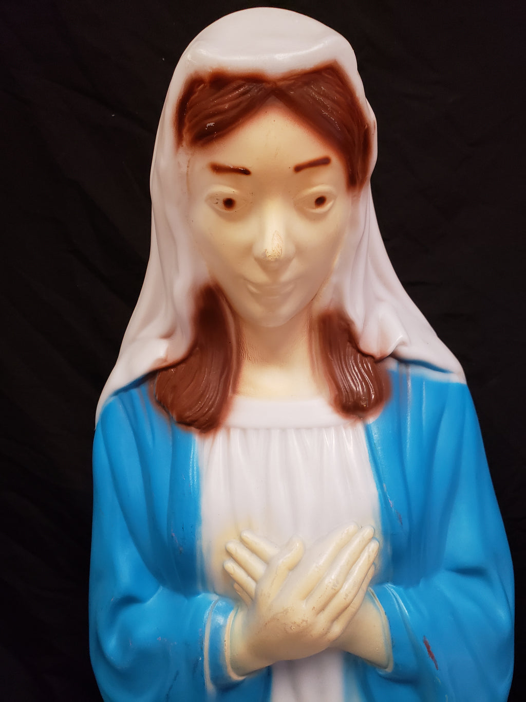 Vintage Christmas Outdoor Blue Open Eyes Mary Blow Mold 27" (lot 2265)
