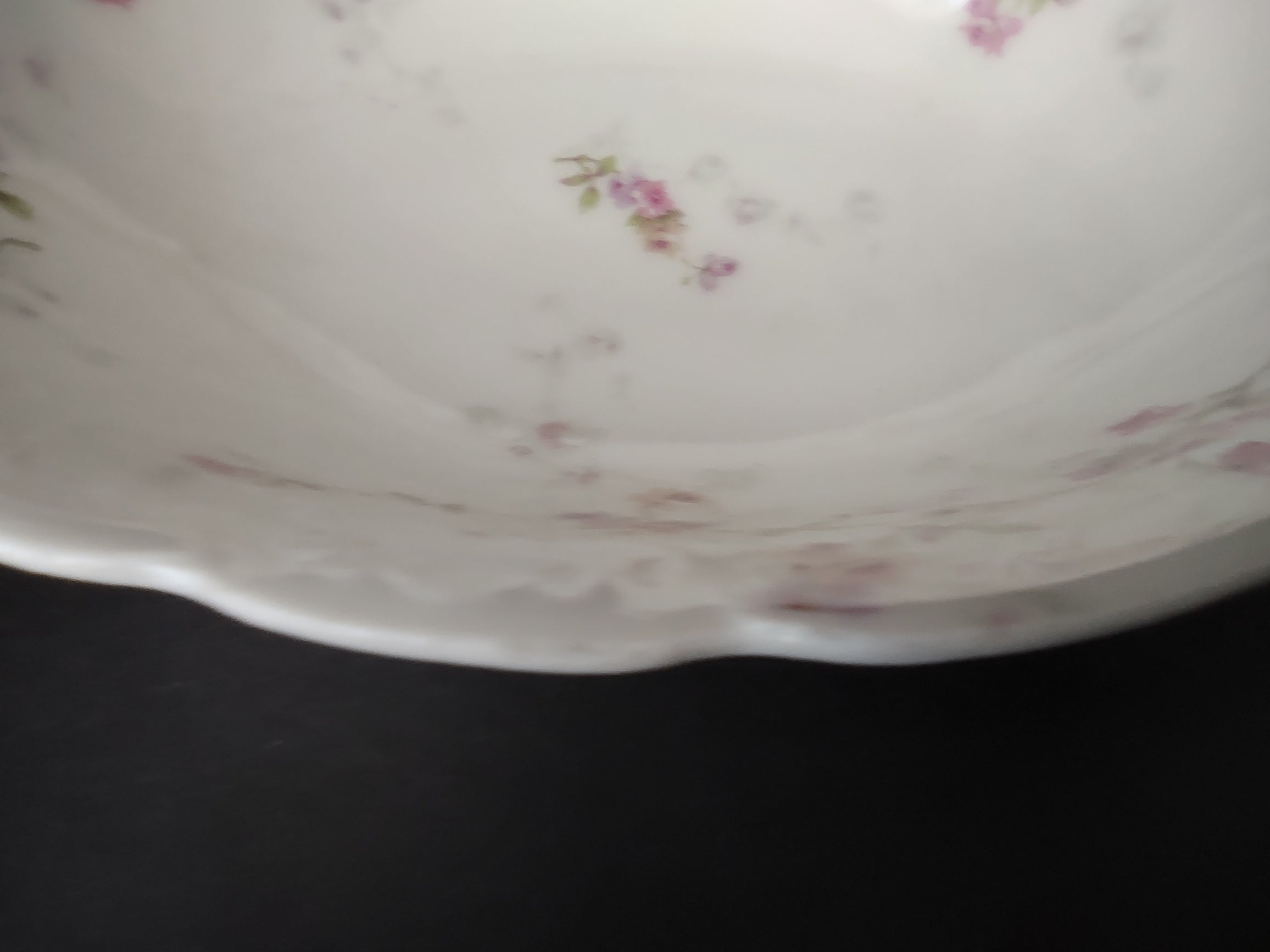 Haviland Limoges Serving Vegetable Bowl Pink Purple Yellow Rose (lot 849)