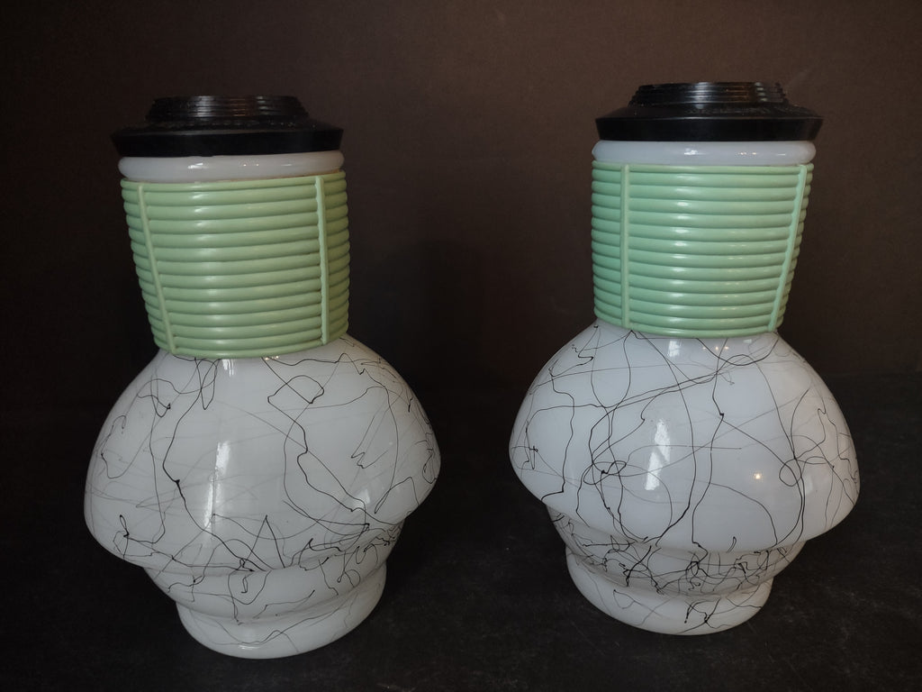 Vintage Hottle Carafe Milk Glass x 2 with Lid (lot 5264)