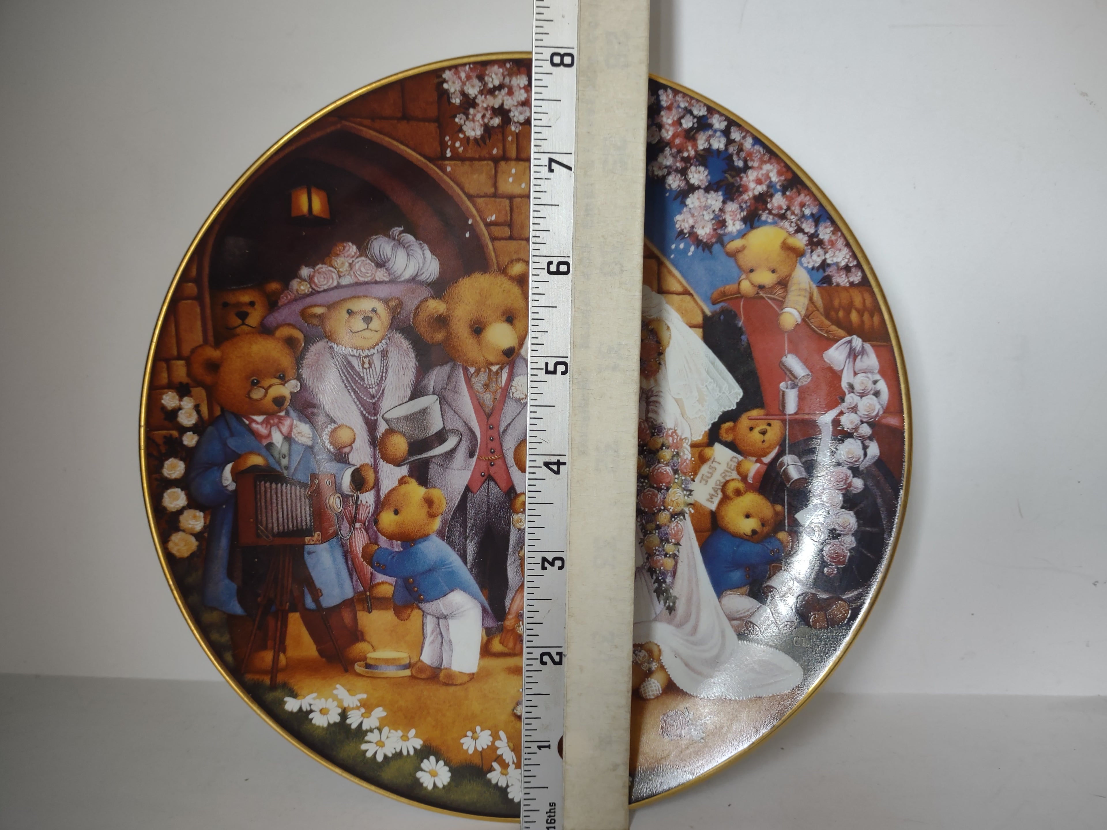 Vintage Wall Plate Franklin Mint Teddy Bear Wedding (lot 2787c)