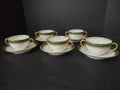 GDA LimogesFrance Gold Trim Green 2 Handle 5 x Bouillion Cup & Saucer (lot 612)