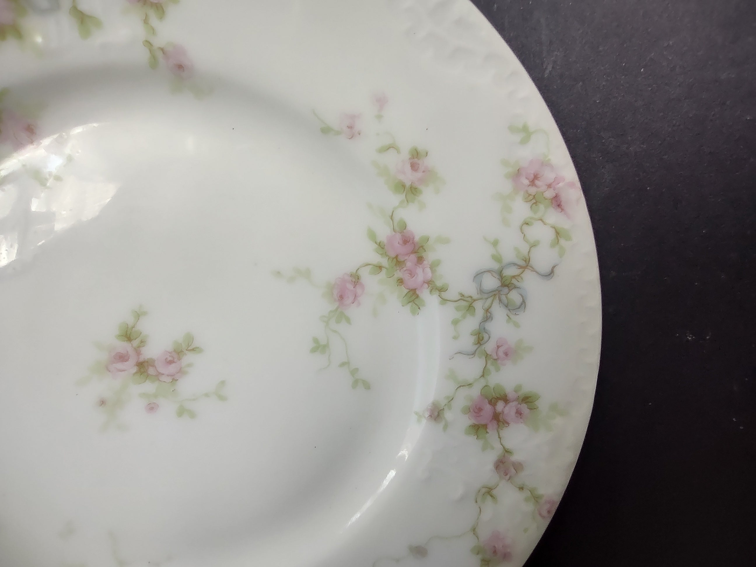 Haviland France Limoges Bread/Butter Plate Marie Blue Ribbon Rose (lot 1110)