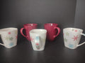 Christmas Snowflake Star Mugs 3 x Starbucks 2 Red Maroon Coffee Cup (lot 1216)