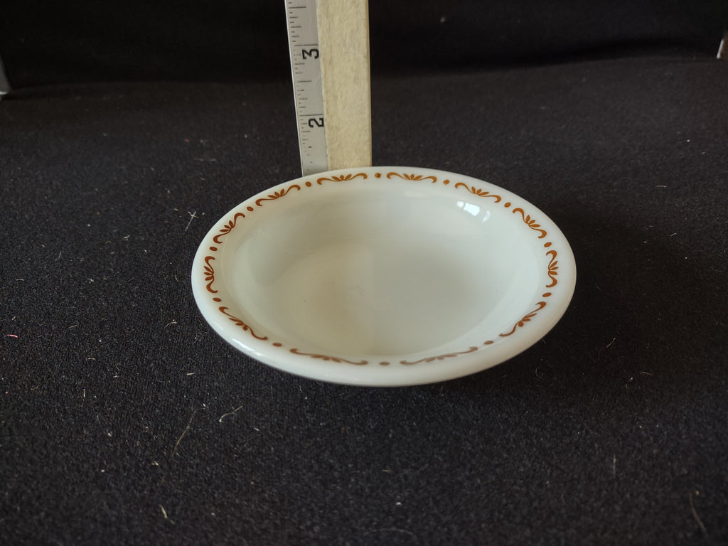 Vintage Pyrex Milk Glass Copper Filigree Sauce Serving Small Bowl x 2 (lot 5212)