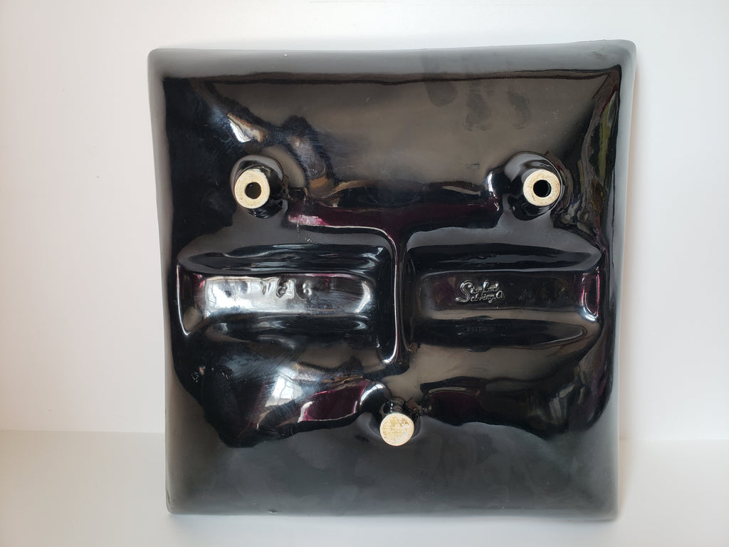 Vintage Stanford Selbring Ceramic MCM Black White Square Ashtray 9" (lot 2149d)