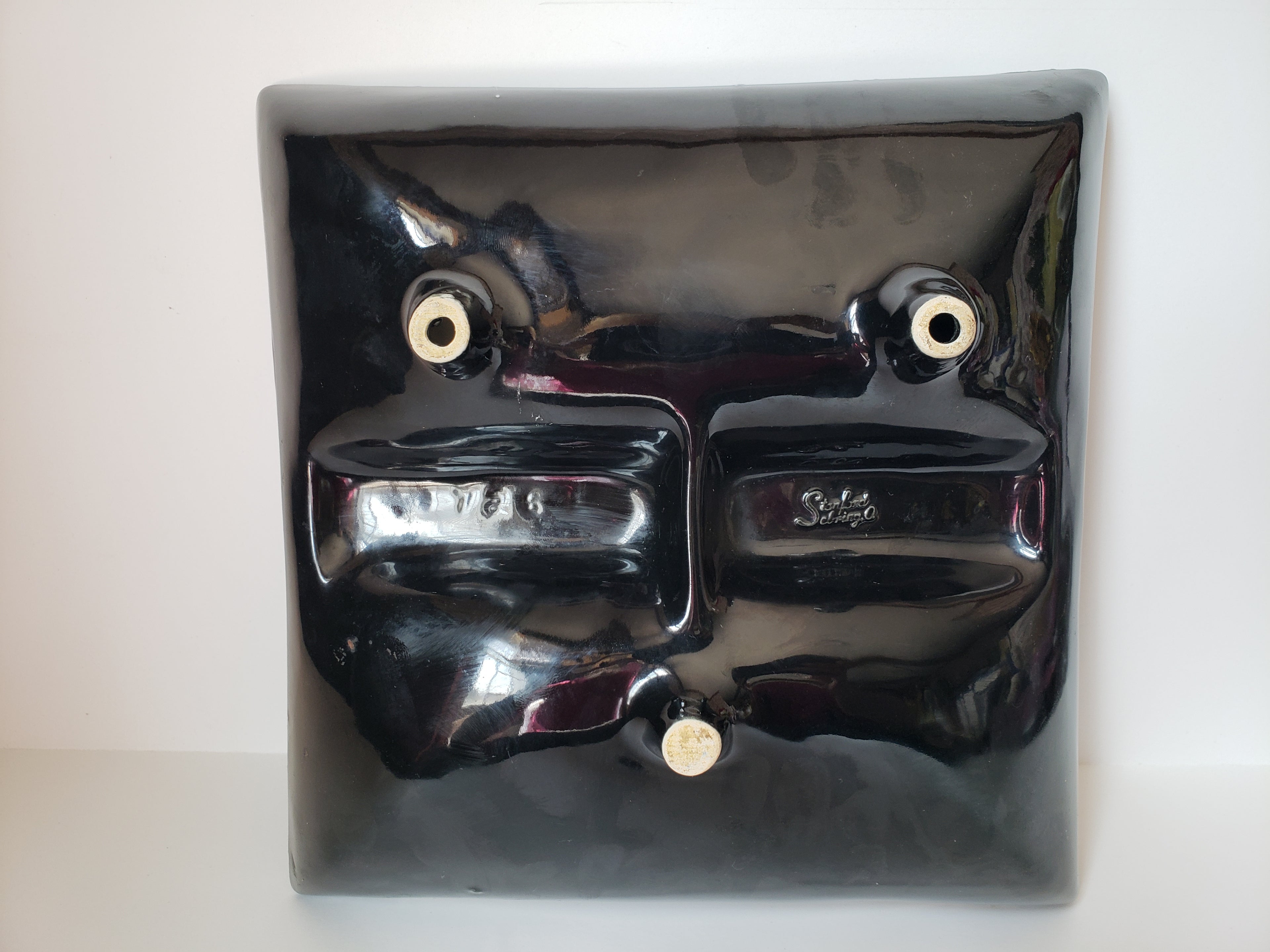 Vintage Stanford Selbring Ceramic MCM Black White Square Ashtray 9" (lot 2149d)