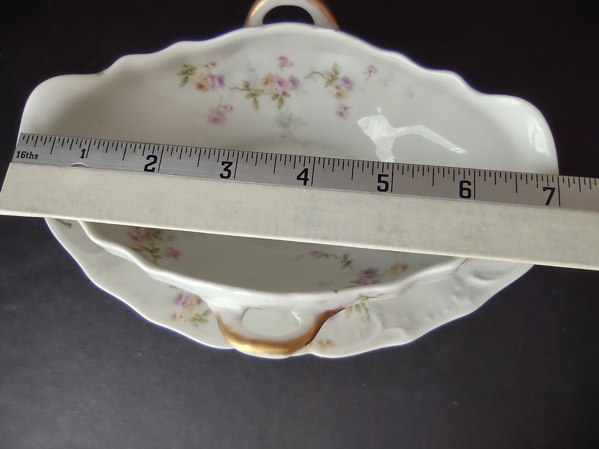 Haviland Limoges Gravy Boat Pink Purple Yellow Rose (lot 841)