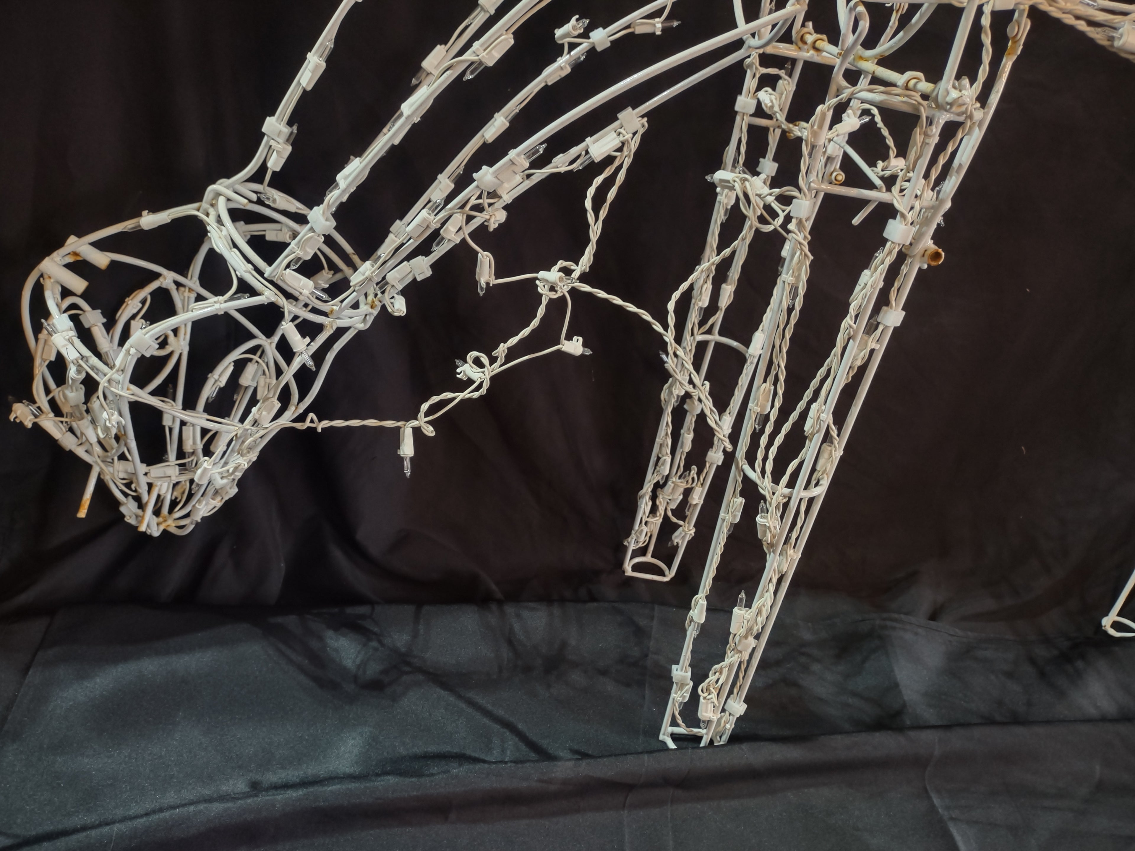 Vintage Christmas White Wire Deer Doe 34" Tall Large IMPERFECT (lot 2413)