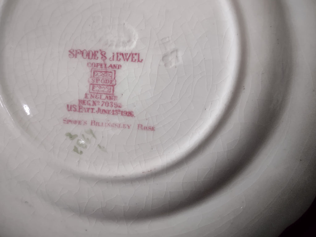 Vintage Spode Jewel Billingsley Rose Small Plate Red Stamp Ironstone (lot5832)