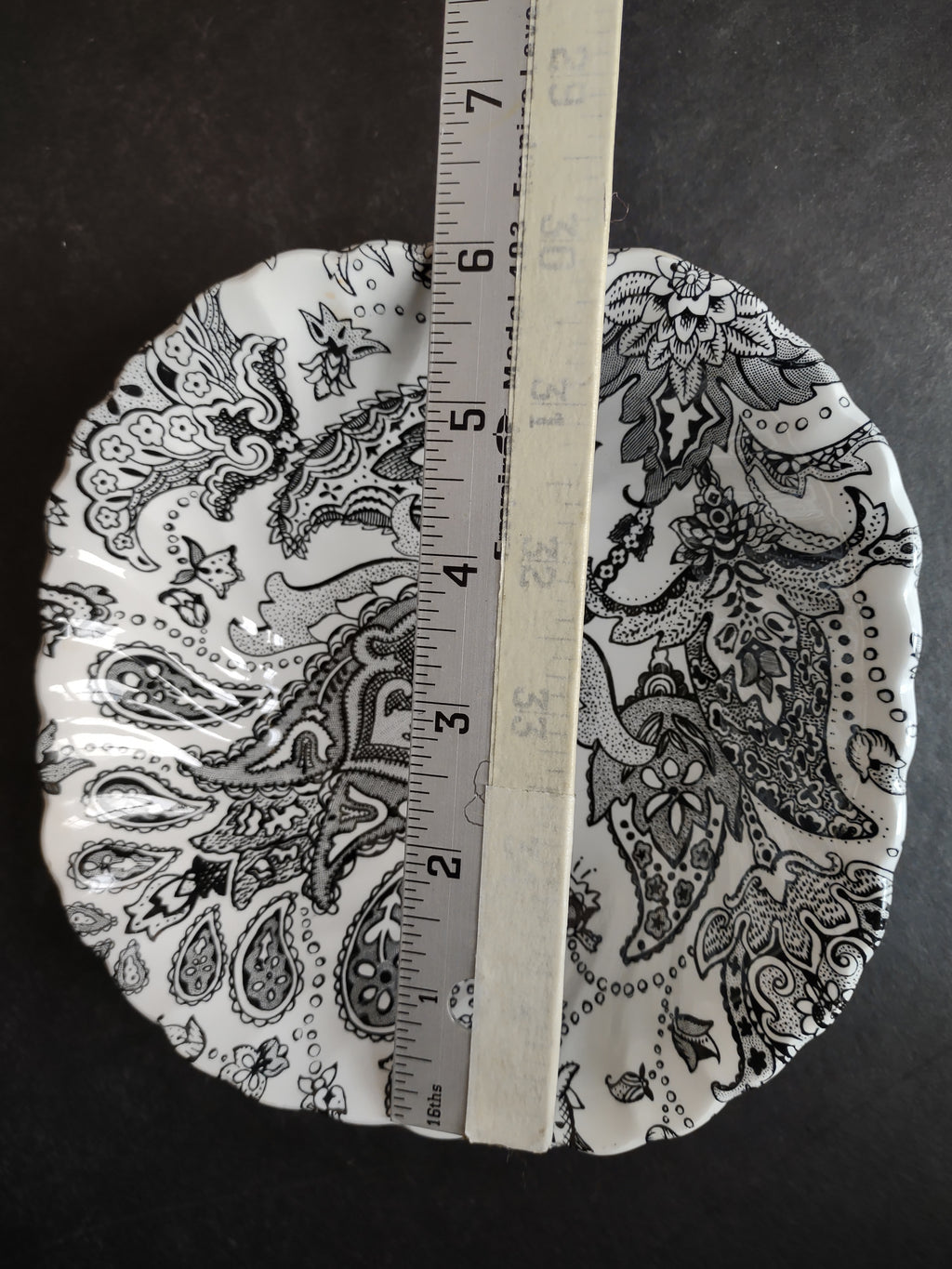 Vintage Johnson Brothers Black White Paisley Cereal Bowl x 2 Ironstone (lot 5593