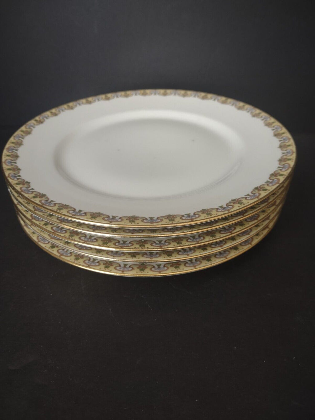 Wm Guering Limoges France 5 x Dinner Plate Yellow Gold Design (lot 531)
