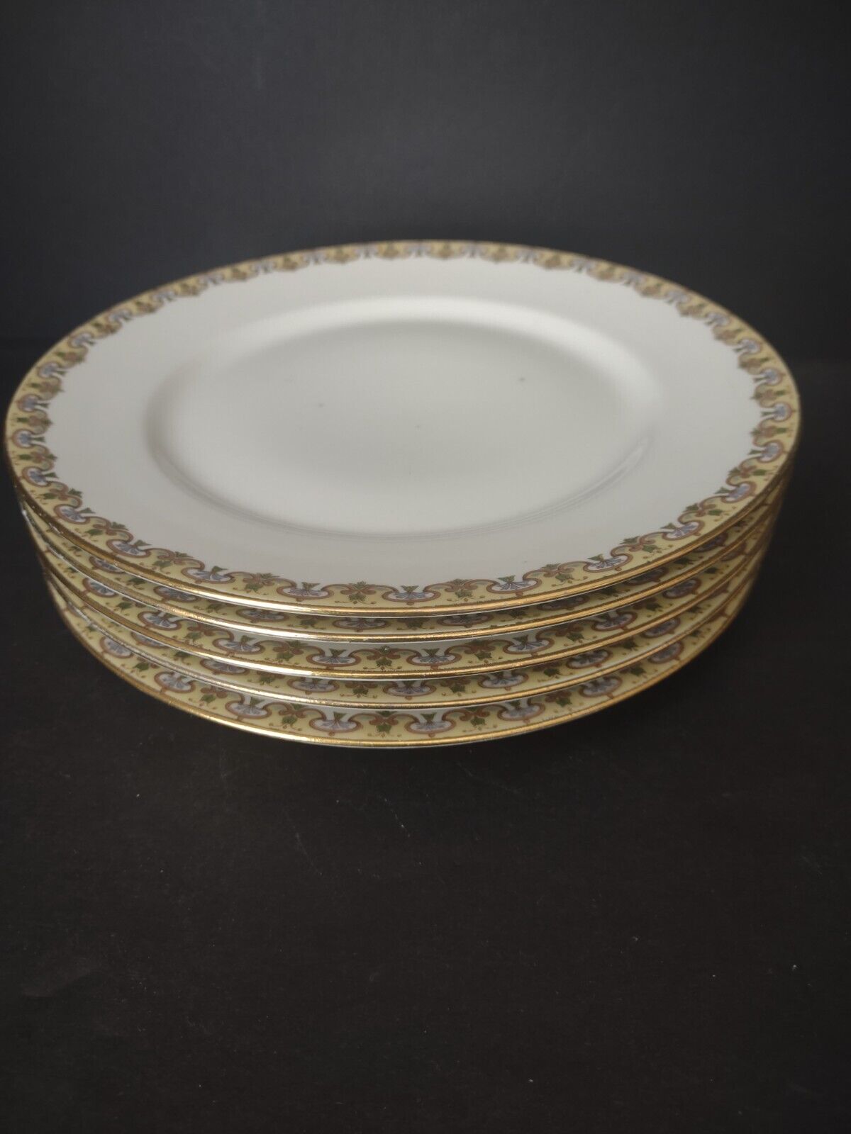 Wm Guering Limoges France 5 x Dinner Plate Yellow Gold Design (lot 531)