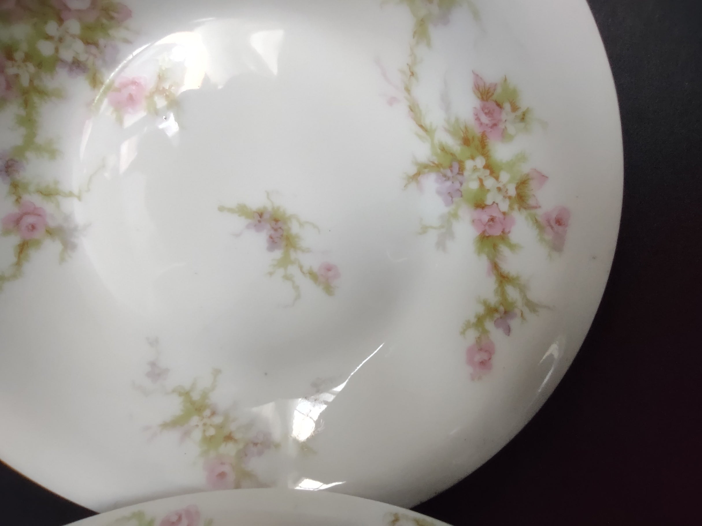 Haviland Limoges 8 x Small Bowl Rose White Purple Flower Moss (lot 900)