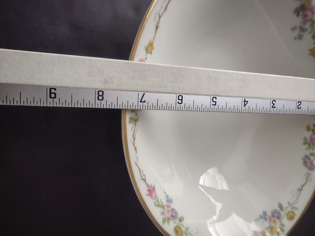 Vintage GDA Limoges Gold Trim Oval Serving Bowl Summer Flower Garland (lot 688)