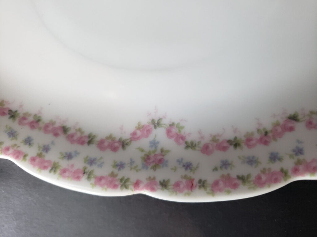 JP France Gravy Boat Gold Trim Double Rose Garland Blue Pink Flower (lot 646)