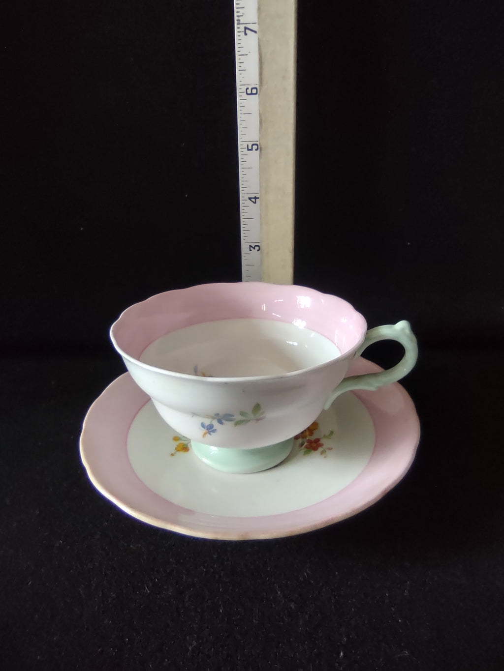 Vintage Copeland Grosvenor Teacup Saucer Pink English Countryside (Lot 5801)