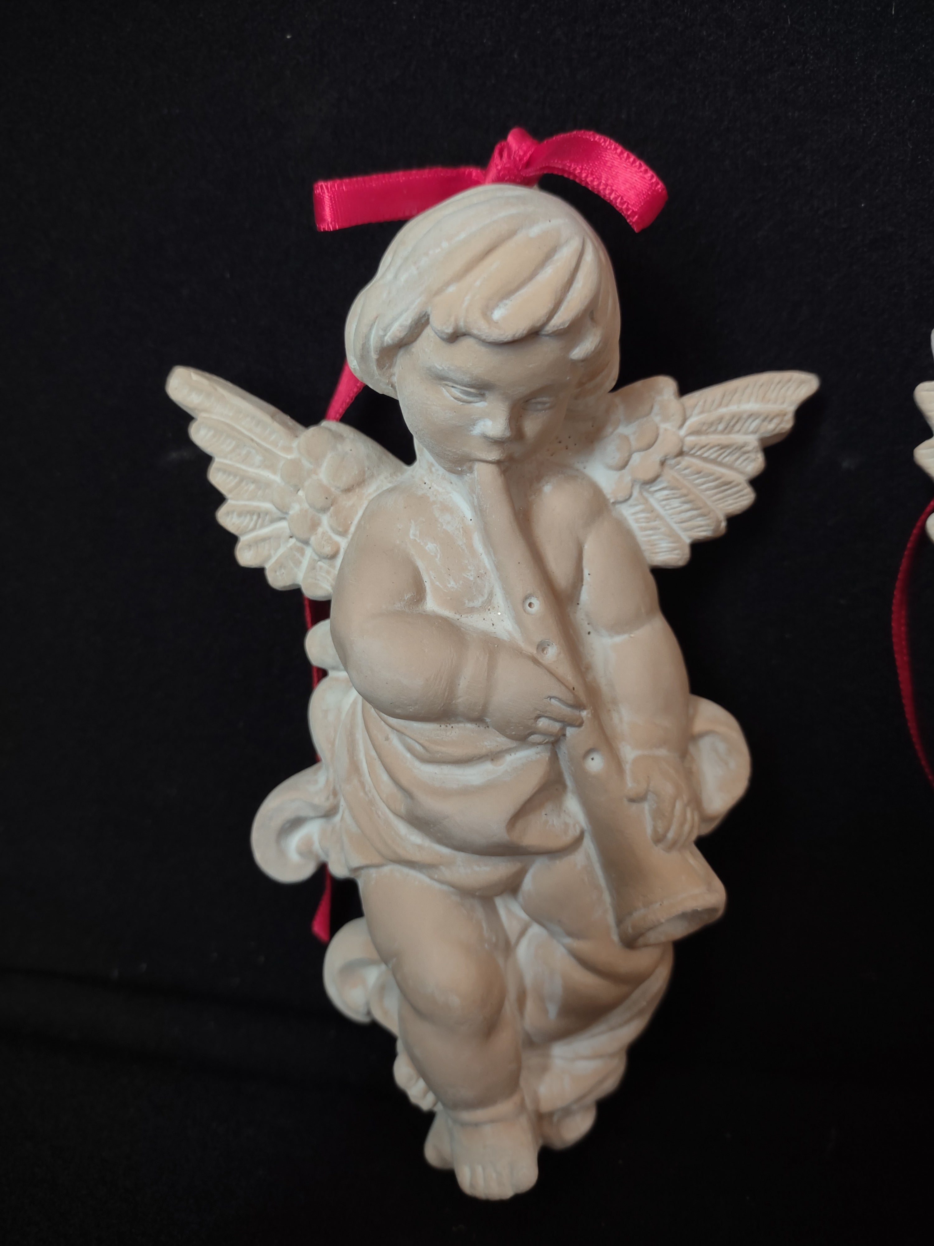 Set of 3 Terracotta Angel Cherub Christmas Tree Ornament (lot 1647)