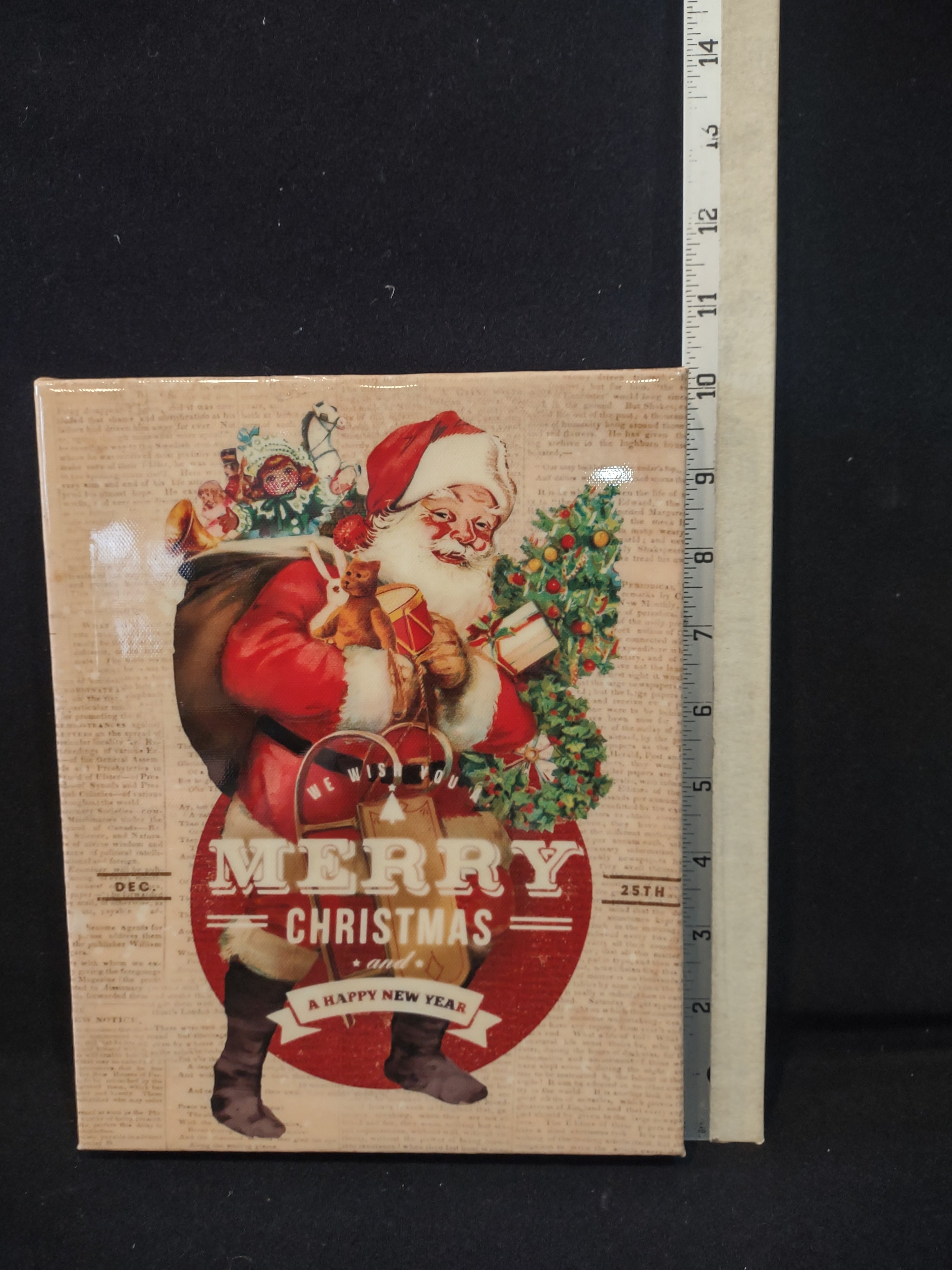 Christmas Decoupage Santa Claus Wall Hanging Picture Art (Lot4607)