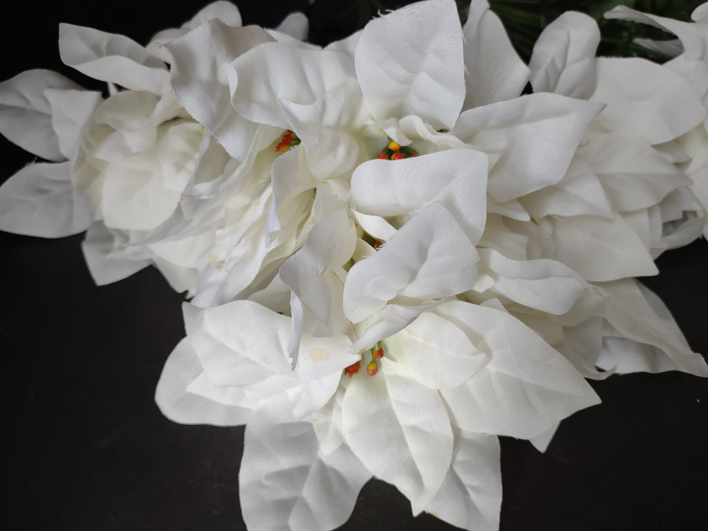 Christmas Lot Artificial Flower Poinsettia White 12 stems 17" Long (Lot 3342)