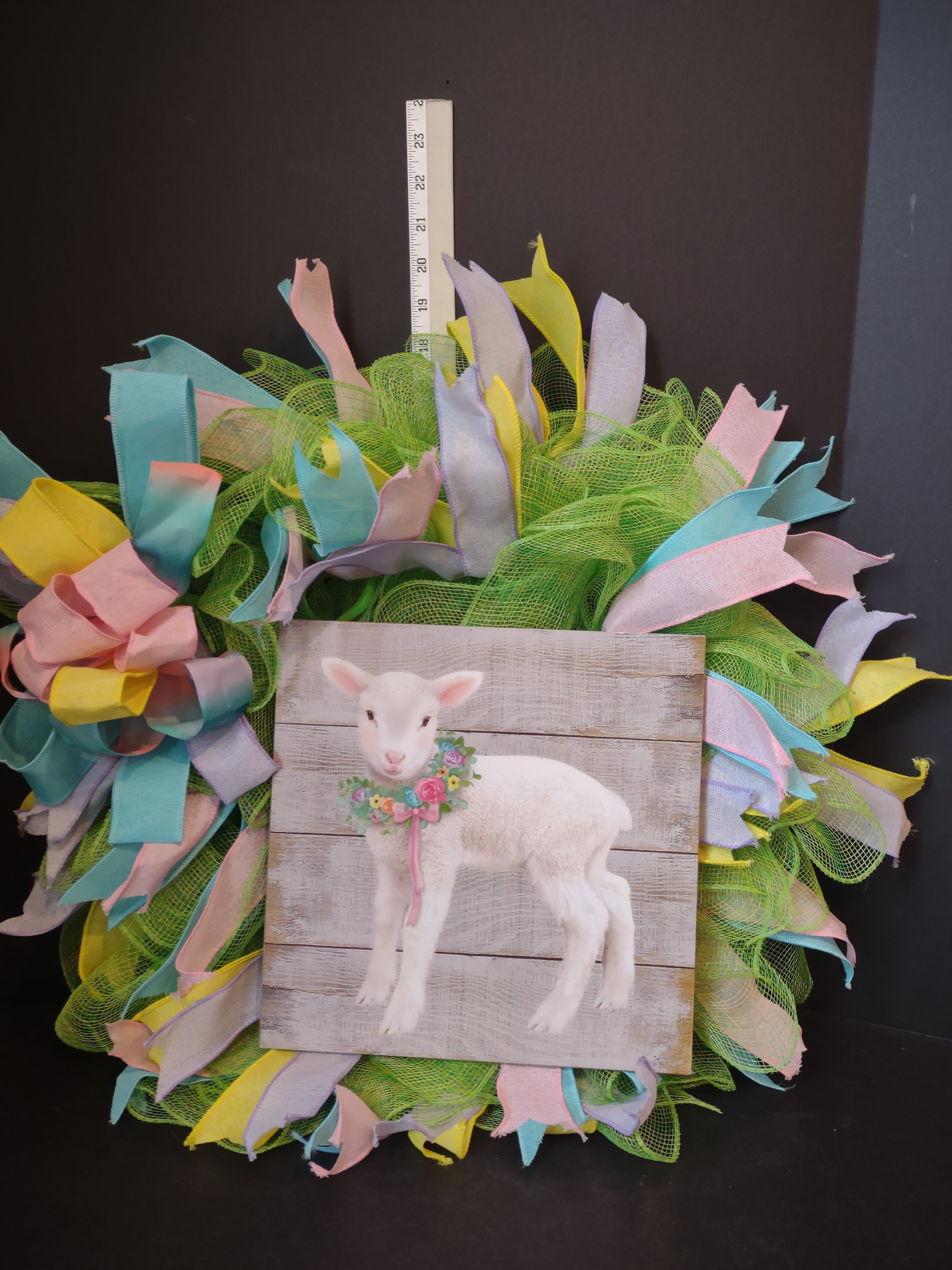 Front Door Wreath Mesh Decor Easter Lamb (lot 1365)
