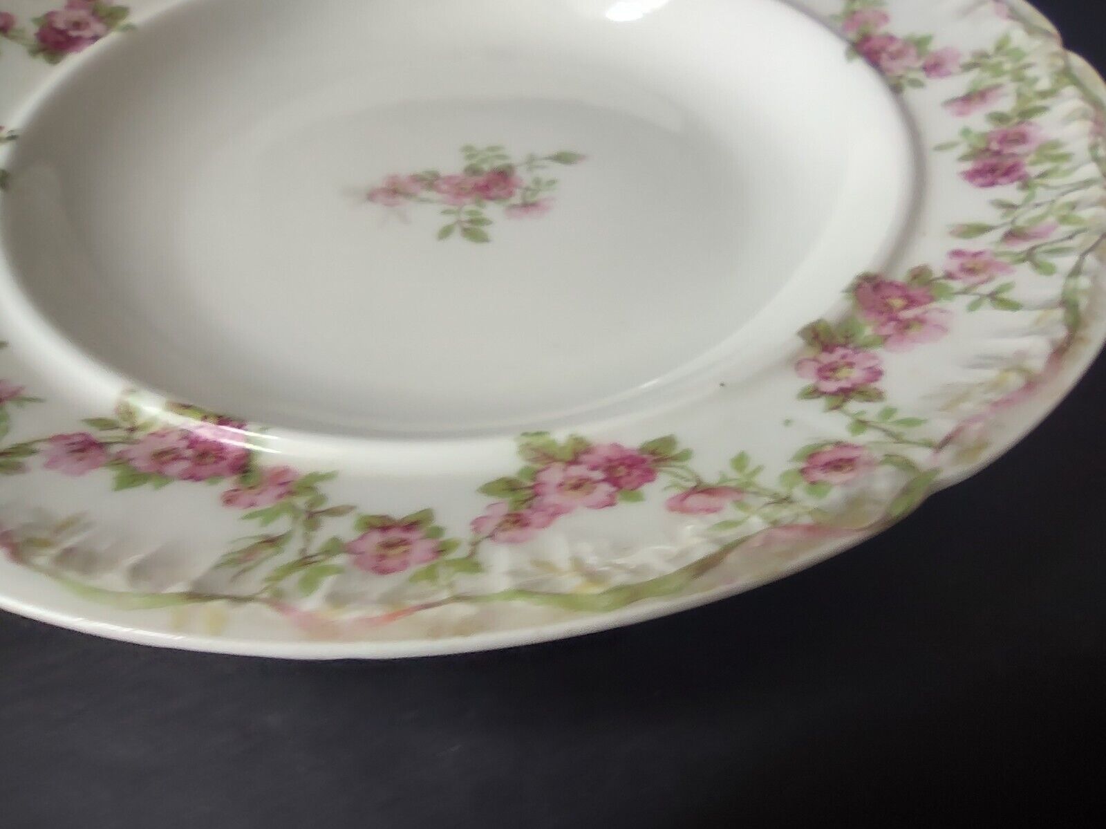 GDA Limoges Butter Dish NO LID Apple Blossom Garland Swag Ribbon (lot 749)