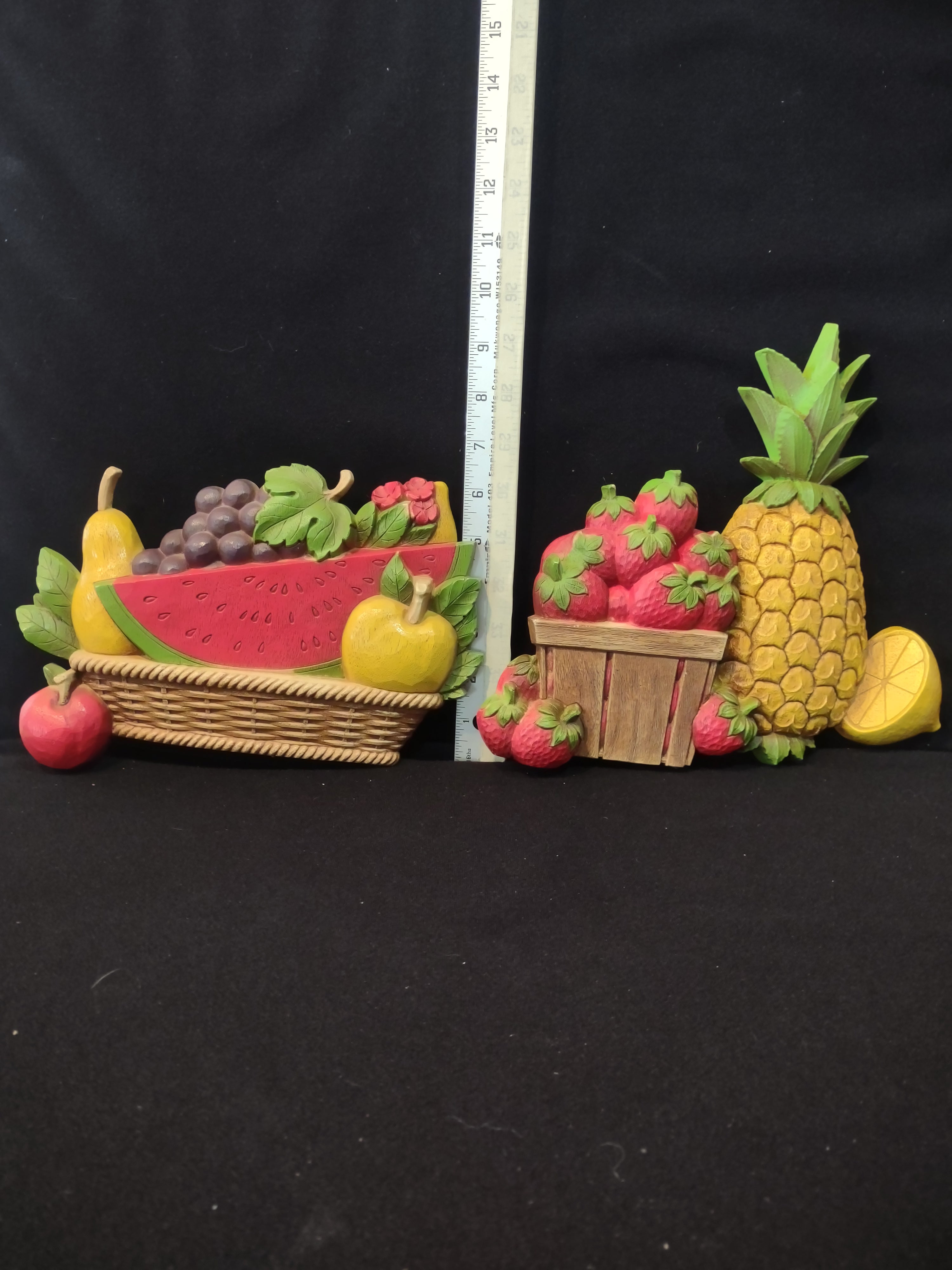 Vintage Home Interior Wall Hanging Plastic Watermelon Pineapple (lot2872t)