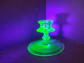 Uranium Vaseline Glass Glows Green Candle Holder (lot 2711)
