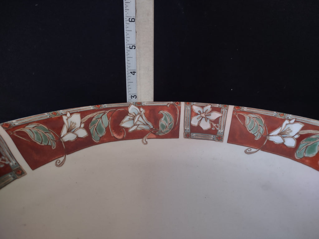 Vintage Pfaltzgraff USA 12" Large Serving Bowl Mission Flower (lot 5270)