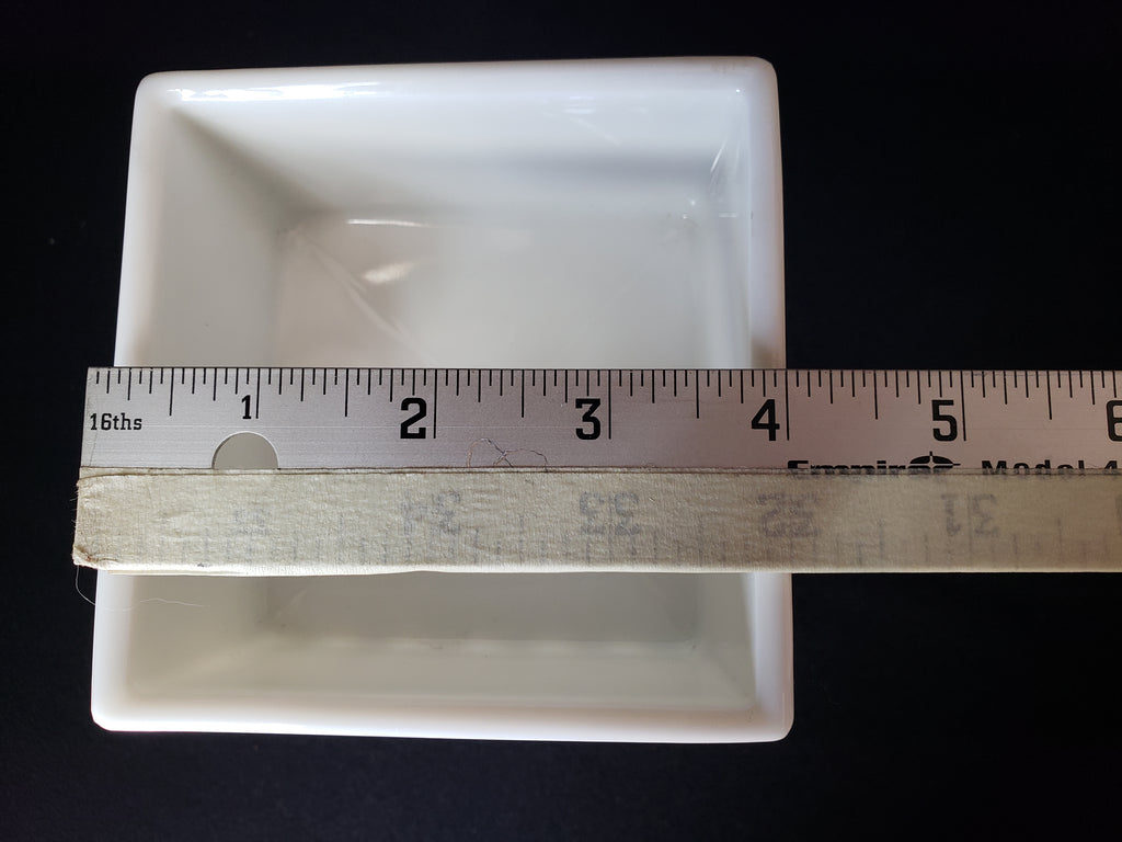 Vintage Milk Glass Footed Square Dish (lot 2218)