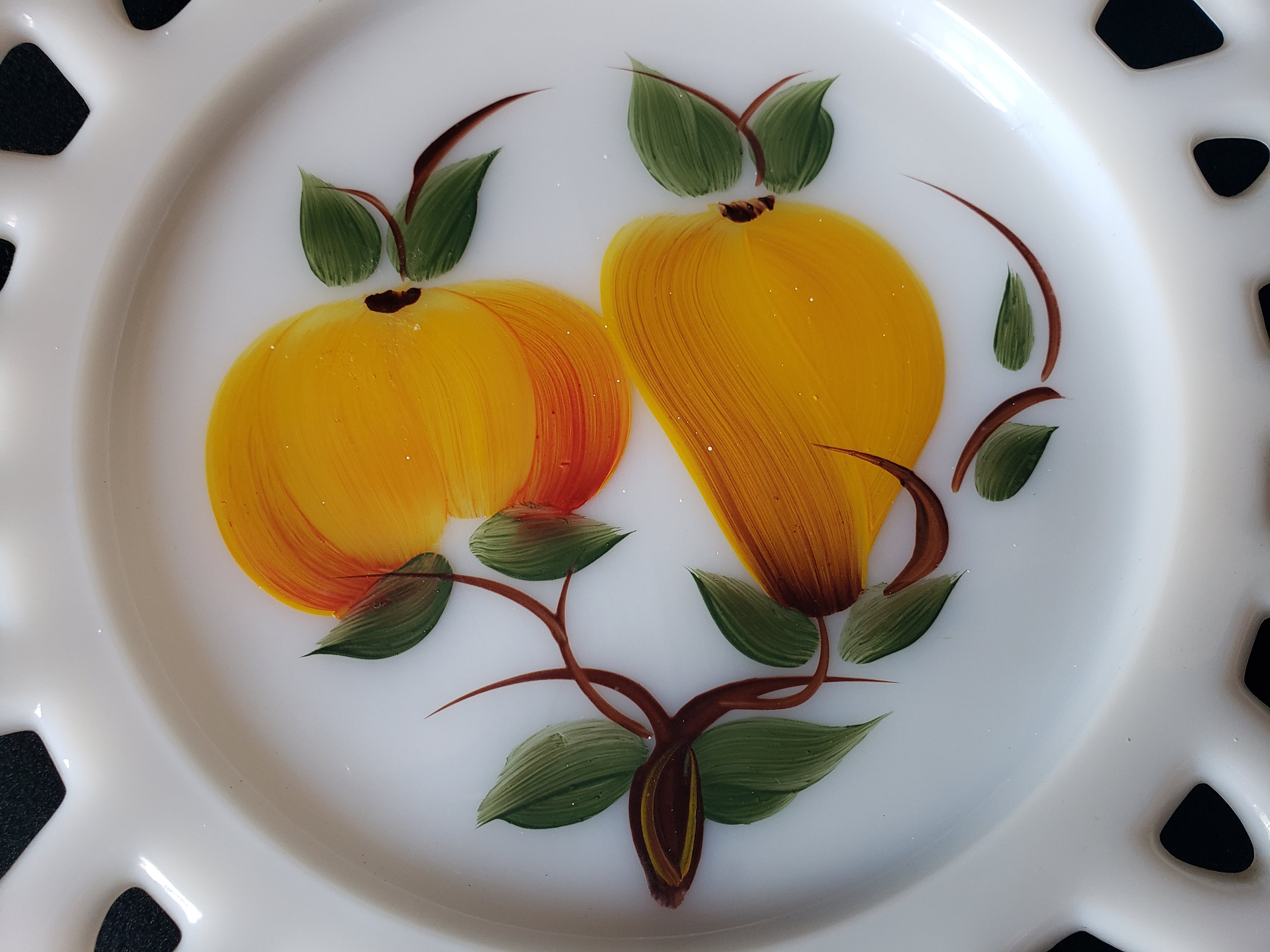 Vintage Westmoreland Apple Pear Motif Milk Glass Wall Plate (lot 2189)