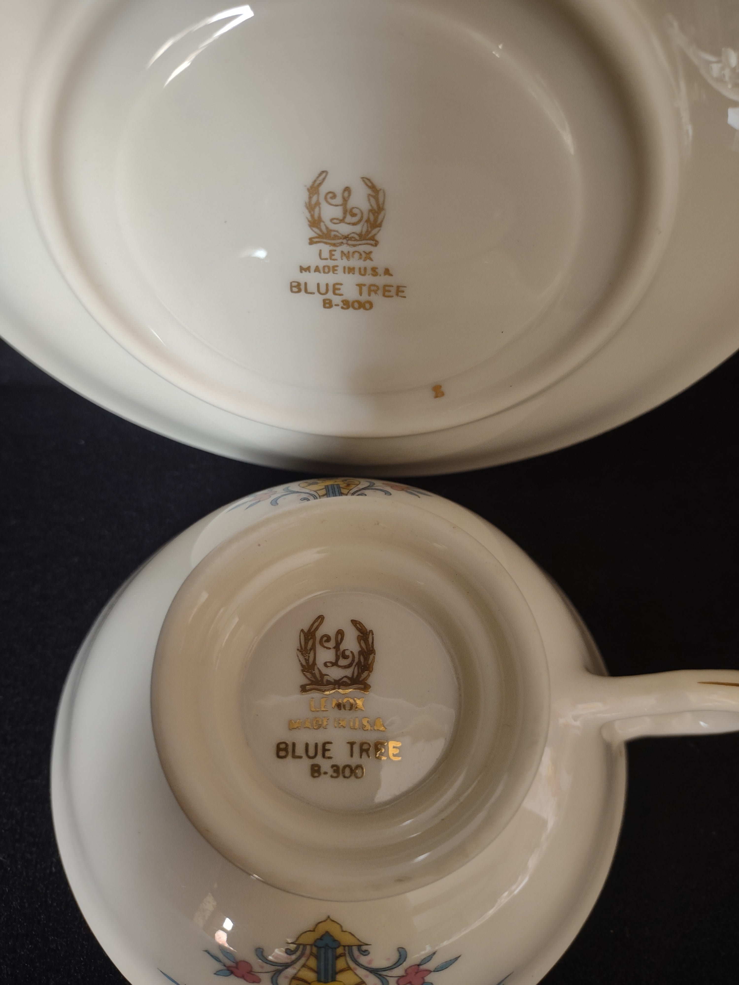 Vintage Lenox Blue Tree B-300 Tea Cup with Saucer (lot 1865)