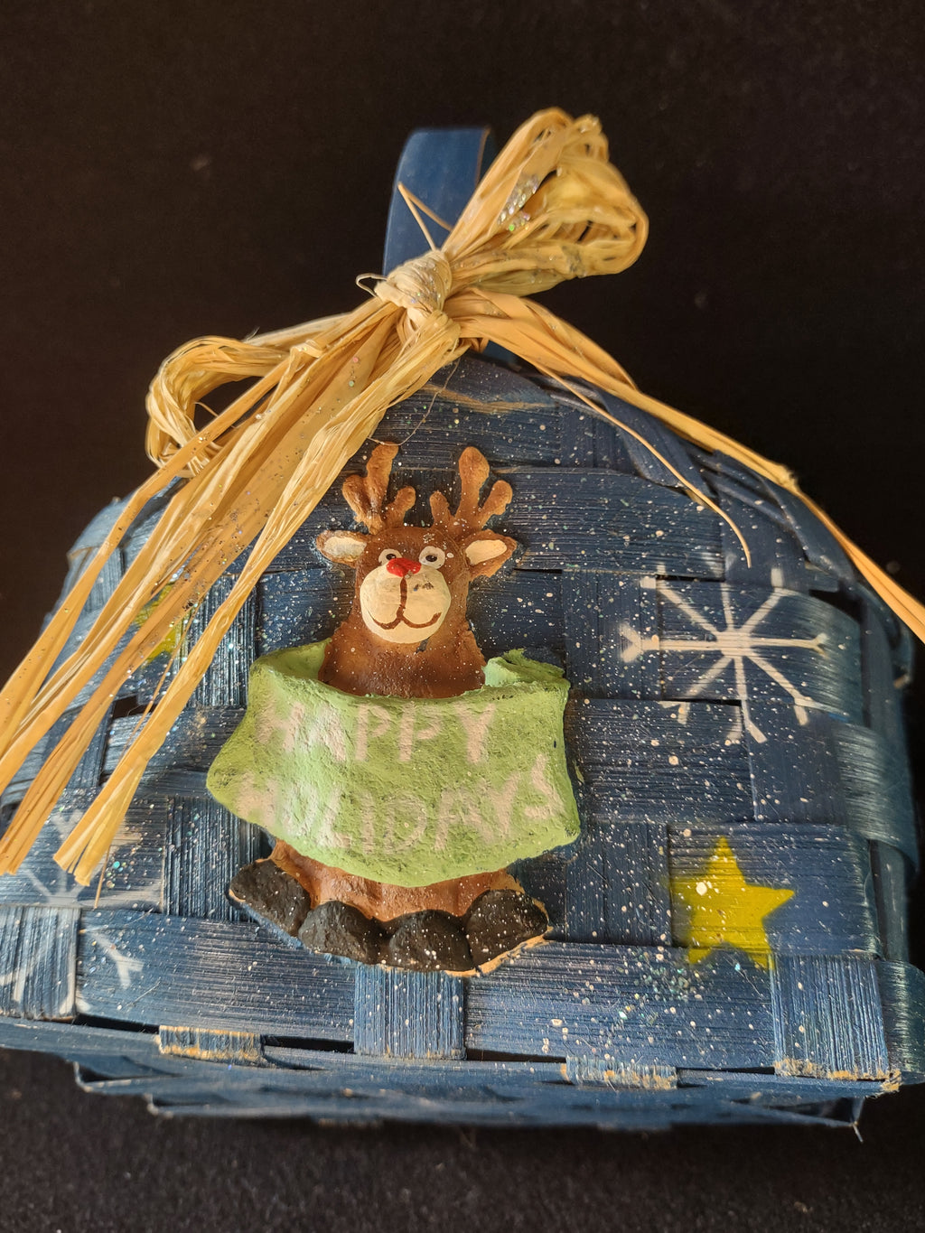 Christmas Woven Gift Treat Baskets Dove Reindeer Santa Set Of 4 (Lot 4669t)