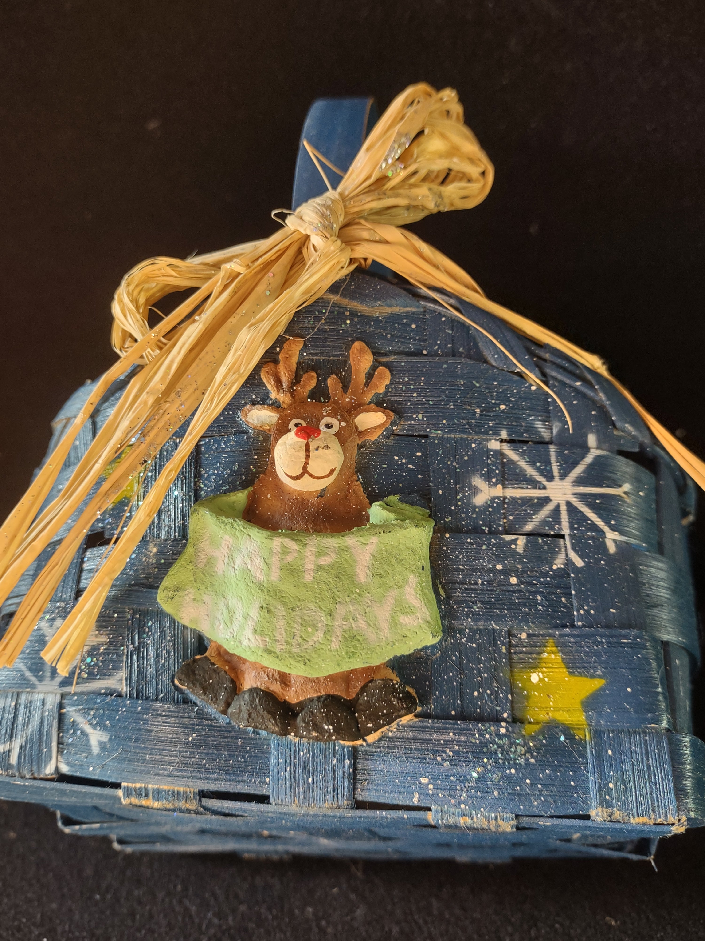 Christmas Woven Gift Treat Baskets Dove Reindeer Santa Set Of 4 (Lot 4669t)