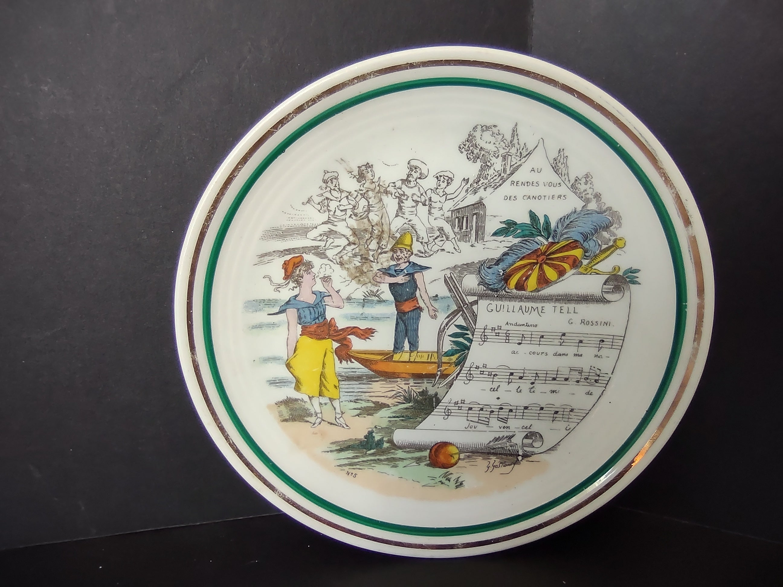 PV Limoges French Cottage Shabby Chic Music Design Plate 6-1/4" (lot 1124)