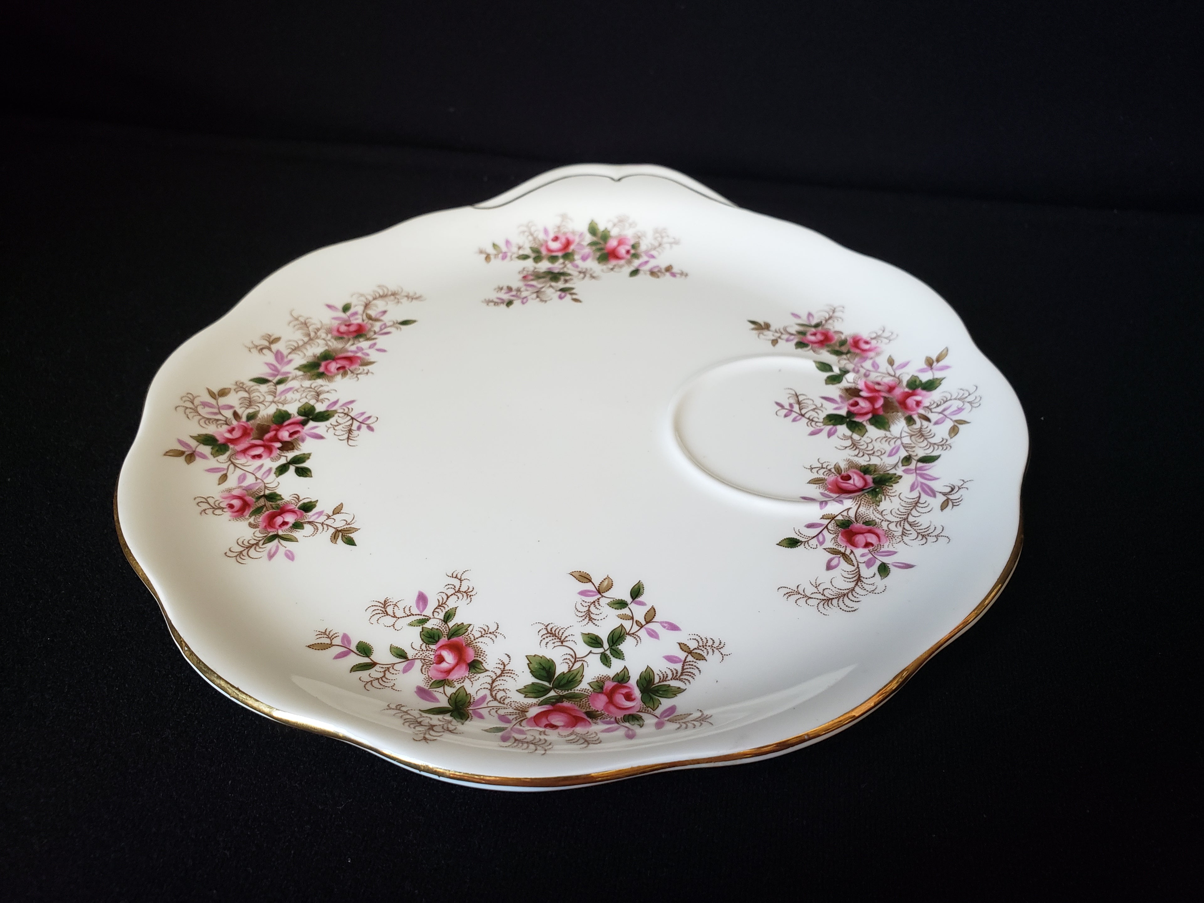 Vintage Royal Albert Dessert Plate Lavender Rose Gold Trim (lot 2044)