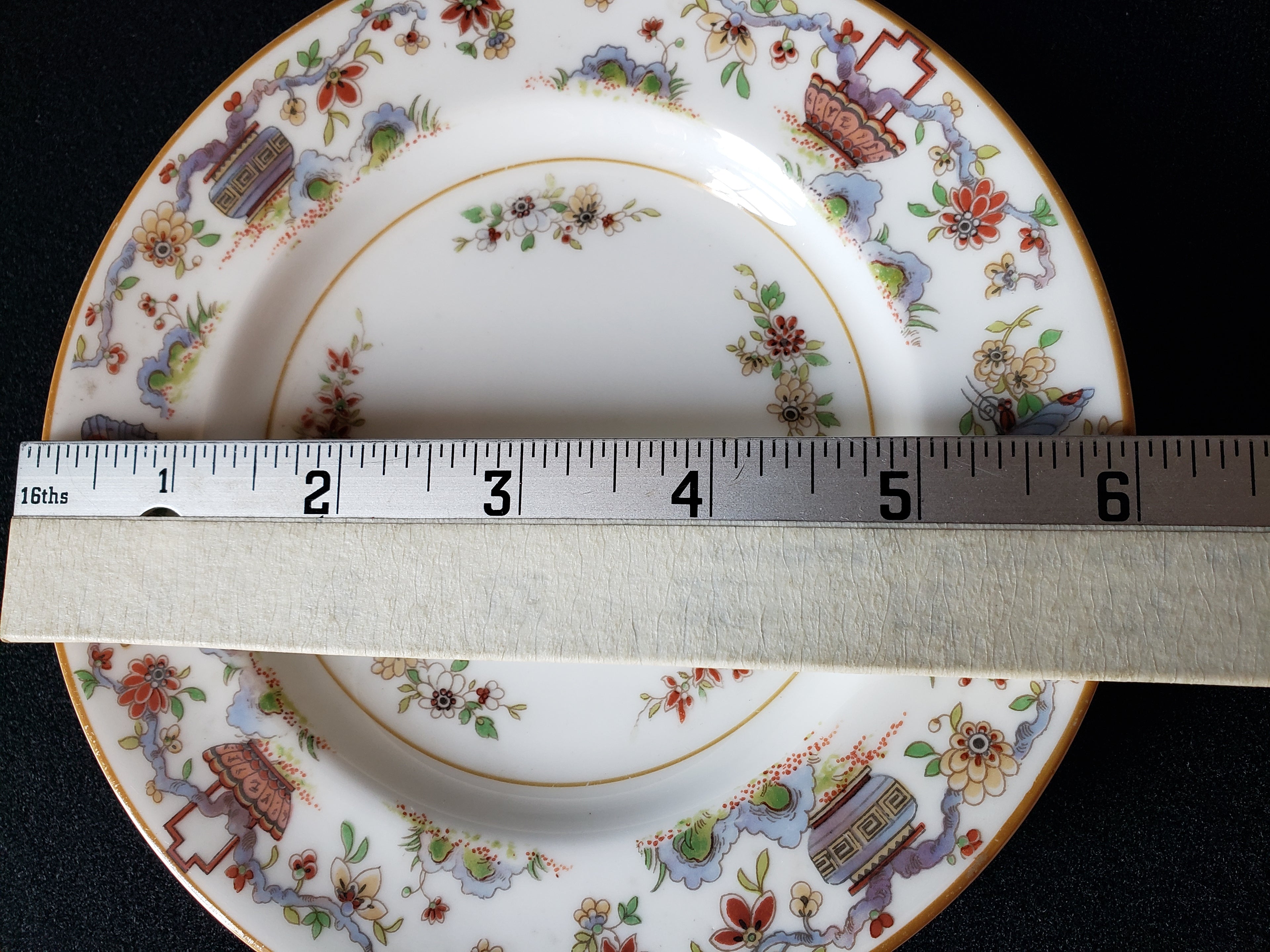 Vintage Royal Worcester Black Higgins Seiter Butterfly Bread Plate 6" (lot 2117)