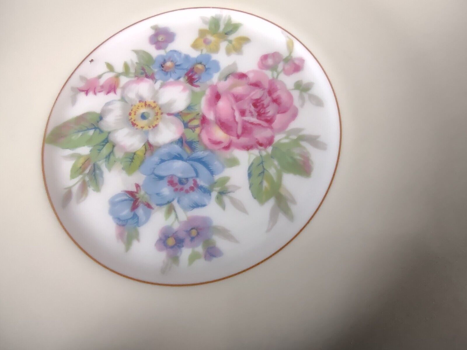 Ahrenfeldt Limoges France Saucer ONLY Bouillon Gold Blue Trim Rose (lot 738)