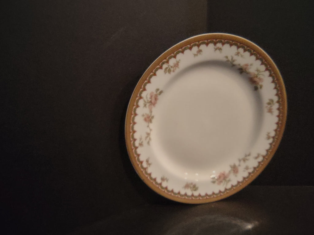 Haviland Limoges French Chic Rose Maroon Green Bread/Butter Plate (lot 1090)