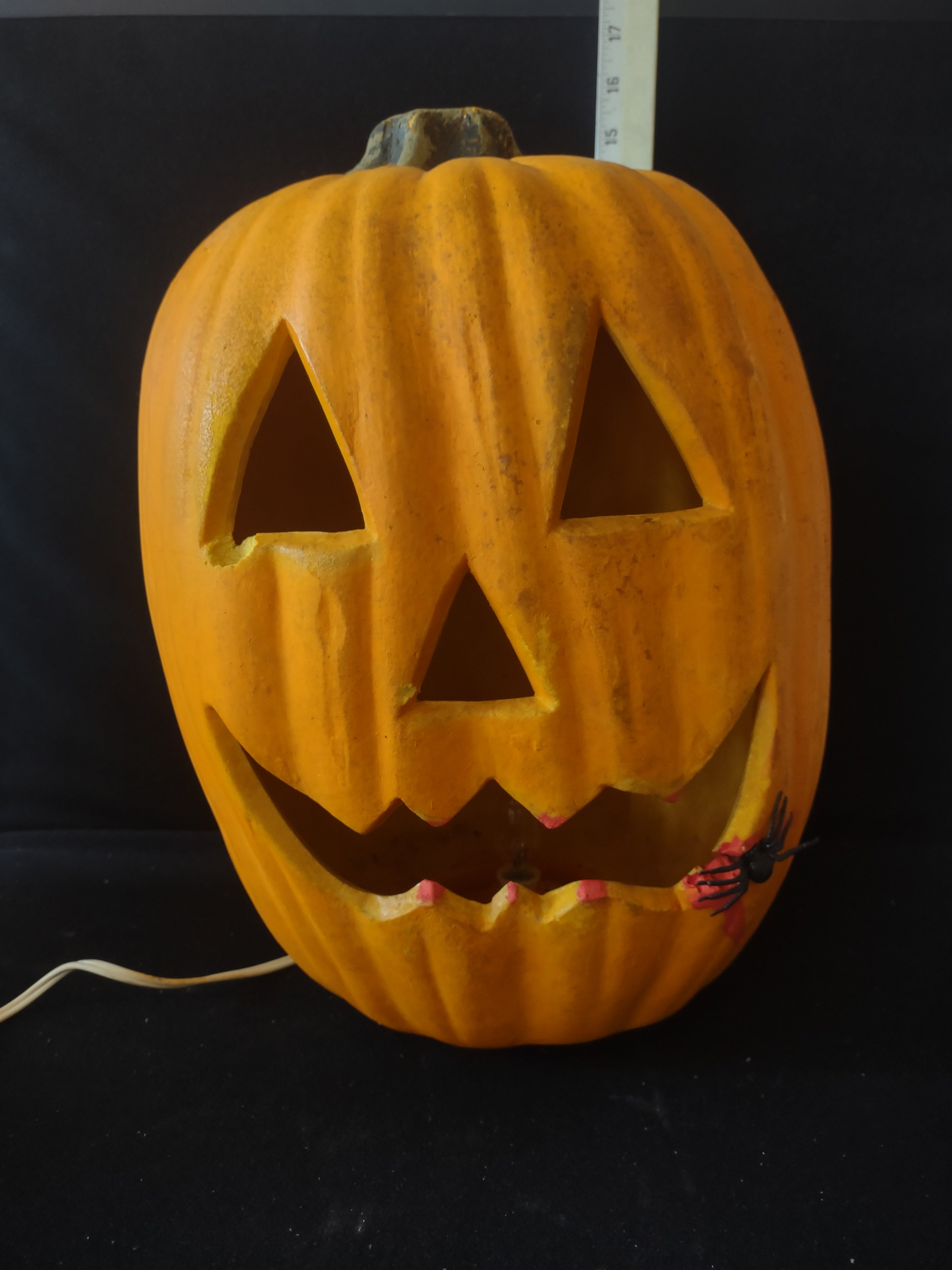 Halloween Lighted Foam Jack O Lantern Pumpkin With Spider (Lot 3395)
