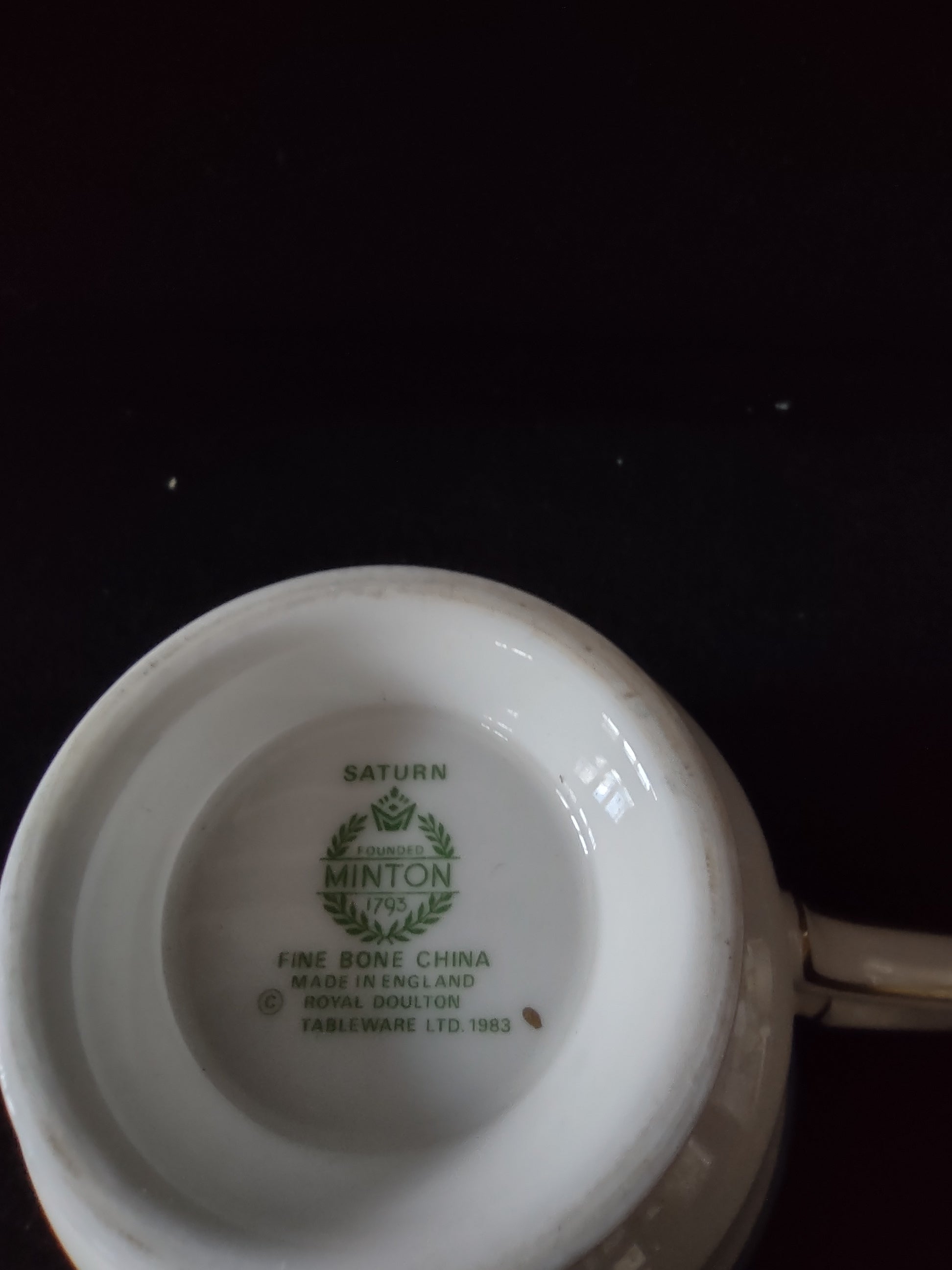 Vintage Minton Saturn Turquoise Tea Cup Saucer Bone China (Lot 5493)
