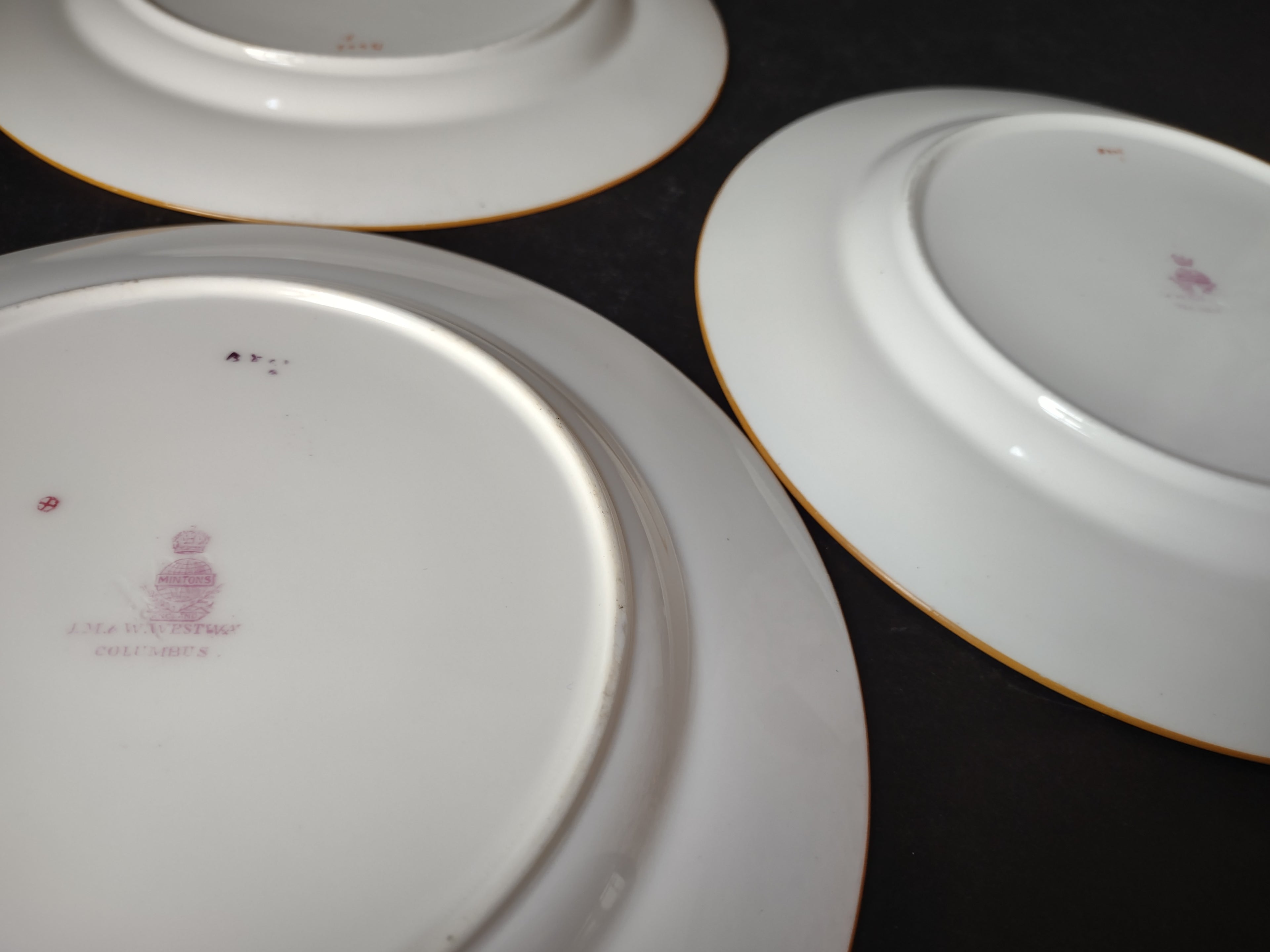 Vintage Minton Rose Yellow Trim Dinner/Lunch Plate x 4 Bone China (lot 5482)