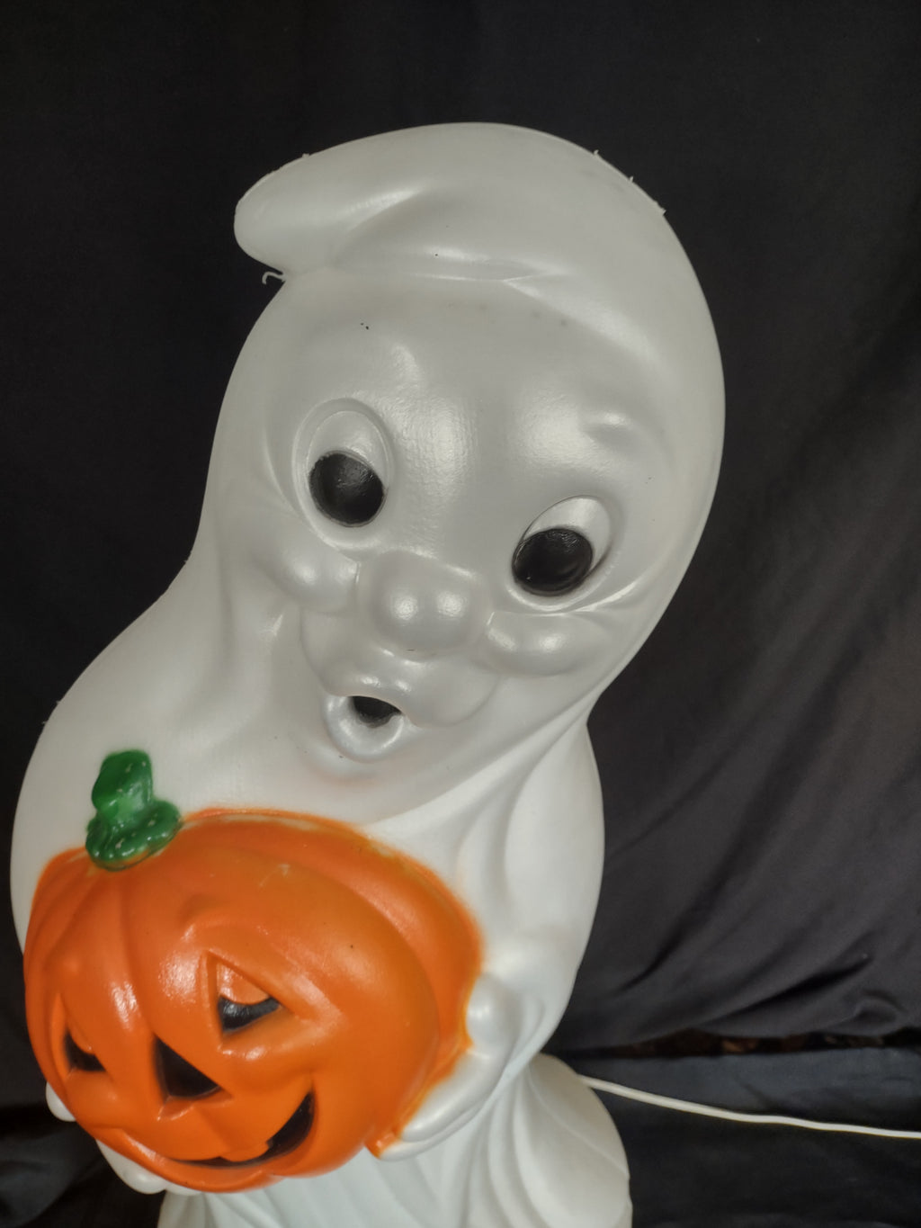 Vintage 33" General Foam Halloween Ghost Holding Pumpkin Blow Mold (lot 3254j)