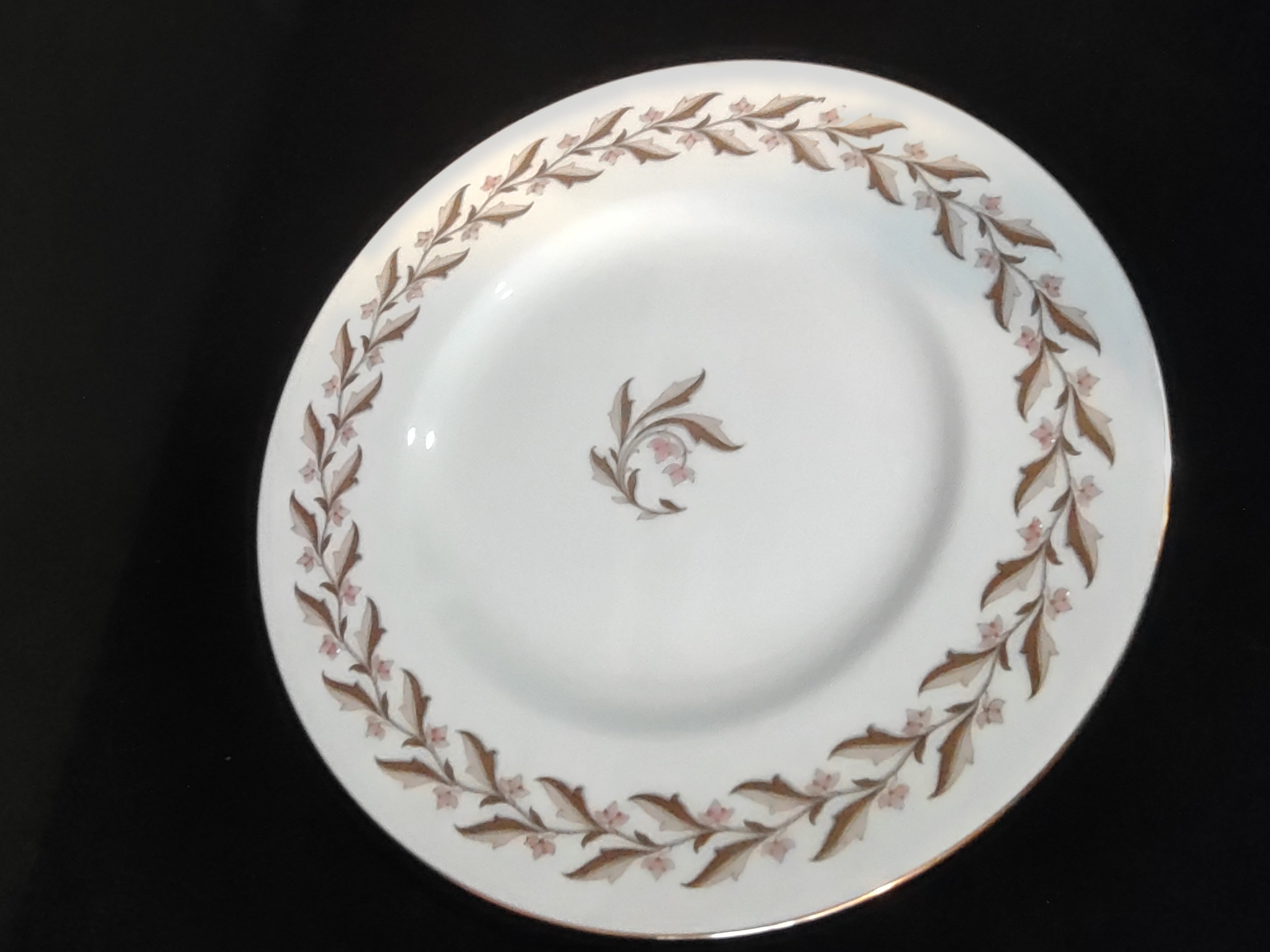 Vintage Minton Rosewood Dinner Plate Bone China Pink Gold Trim x 3 (Lot 5432)