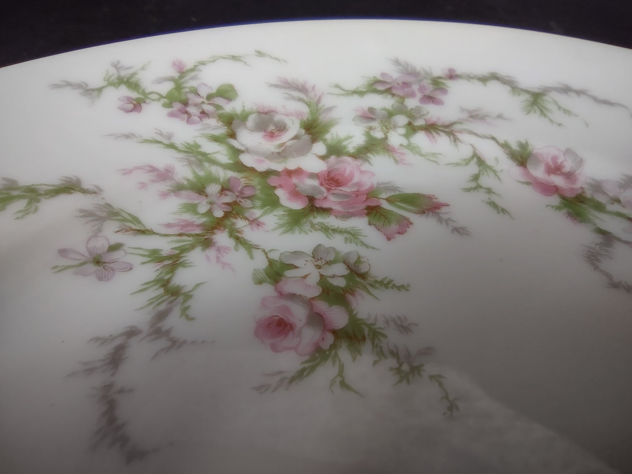 Haviland Limoges 2 x Dessert/Salad Plate Pink White Cabbage Rose Moss (lot 903)