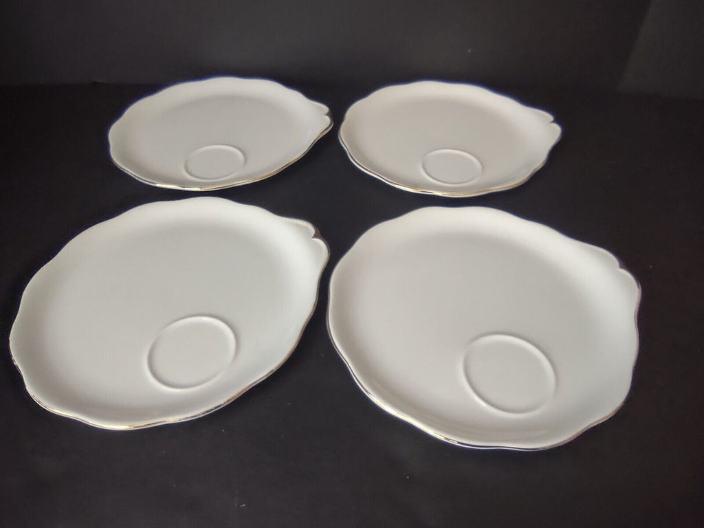 Set of 4 Royal Albert Dessert Plate White Gold Rim (lot 434)