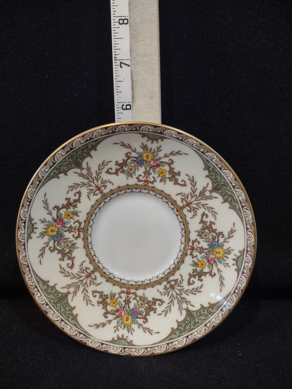 Vintage Minton Chatham Green Saucer Bone China Floral Scroll (Lot 5496)