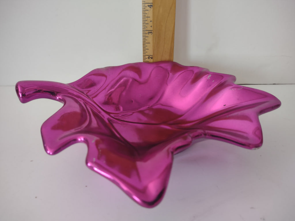 Halloween Fall Pumpkin Leaf Purple Brown Ceramic Decor Plate (lot 1188)