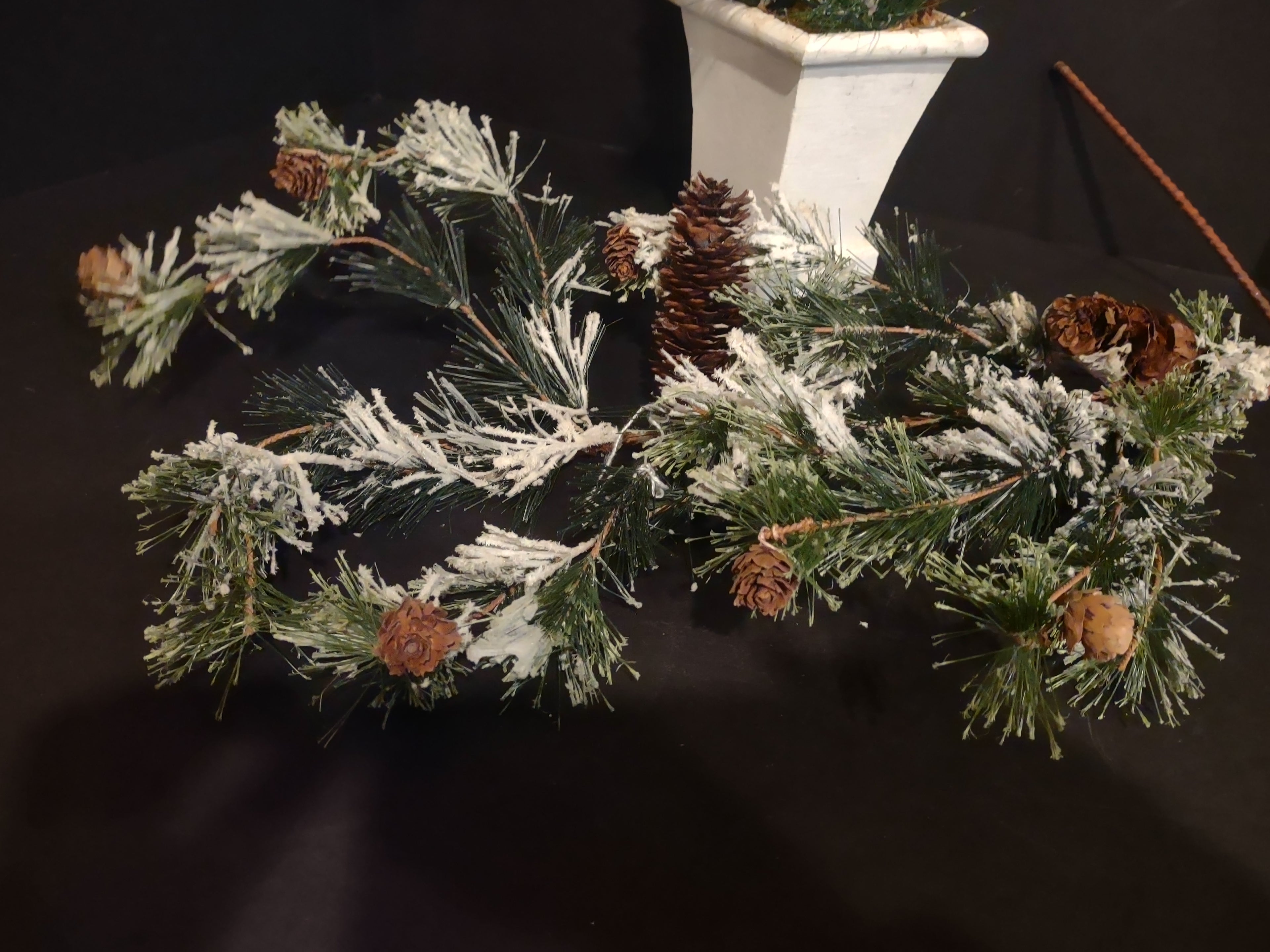 Christmas Vintage Topiary Flower Iced Pinecones Branch (lot 1272)